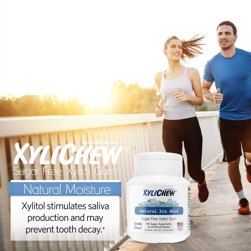 Xylichew 100% Xylitol Chewing Gum - Non GMO, 12 Count