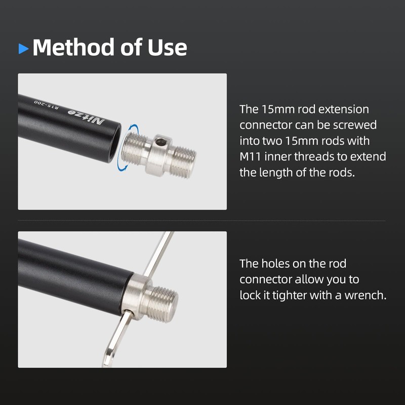 Nitze M11 Thread 15mm Rod Connector for 15mm Rod with