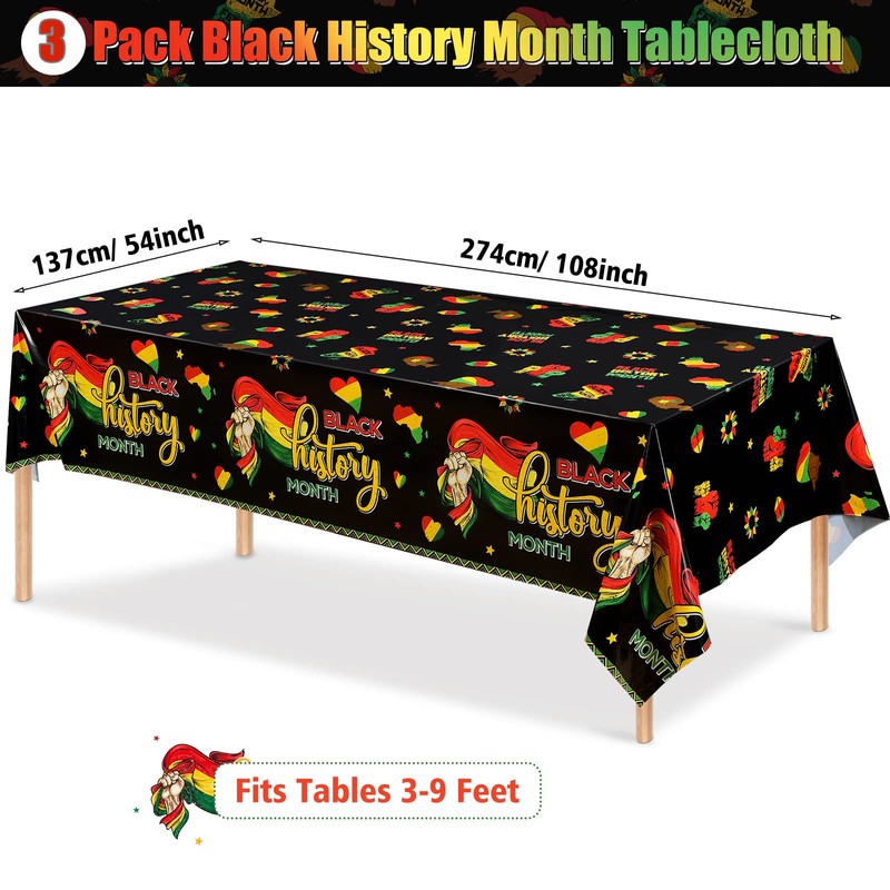 3 Pack Black History Month Tablecloth Decorations Afro African American