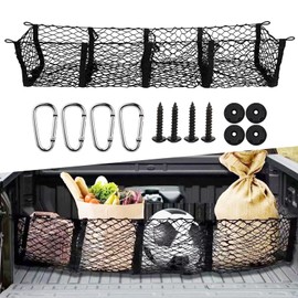 NGHEY SUV Off-Road Vehicle Pickup Truck Four Pocket Luggage Compartment Cargo Storage Net Rear Trunk Car Net Pocket 51.18 Inch Storage Net Pocket