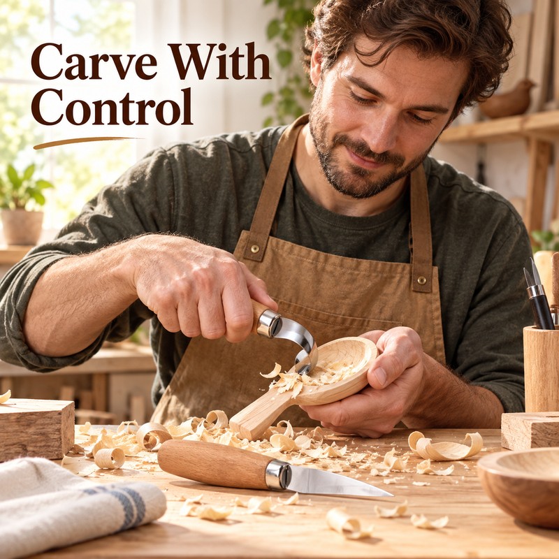 Wood Carving Hook Knife – Ergonomic Curved Chisel Spoon Carving