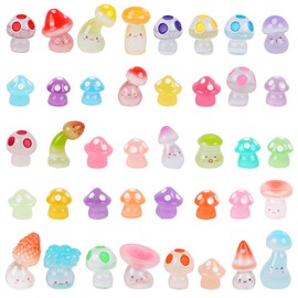 LALASTYLE 40Pcs Mini Resin Mushroom Glow in the Dark Miniature Resin Luminous Mushroom Figurines Tiny Small Animals for Micro Landscape Fairy Garden, Terrarium, and Dollhouse Decor