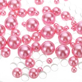PATIKIL 150 Pieces Floating Beads, 8/14/20mm Vase Fillers Beads Vase Centerpieces Floating Pearl Bead No Hole and 8000Pcs Clear Water Gel Bead for Vase Decoration, Dark Pink