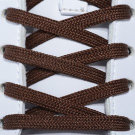 Flat Shoelaces 1/4" Wide Shoes Lace (2 Pair) - Wide Shoelaces - Flat Shoe Laces for Sneakers and Shoes (45" inches (114 cm), Brown)