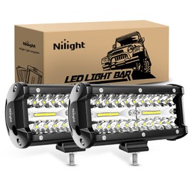 Nilight 18022C-B 6.5Inch 2PCS 6.5 Inch 120W Spot & Flood Combo Bar Driving Waterproof Led Work Light Triple Rows Off-Road Truck Car ATV SUV Jeep Cabin Boat, 2 Years Warranty