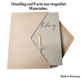 the lazy panda card company the lazy panda card company Geburtstagskarte mit Geburtstagskerze auf der Vorderseite - Make a Wish Dicke 400gsm Karte aus Recyclingpapier.