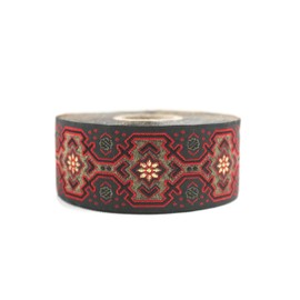 Jacquard Woven Ribbon Royal Fabric Red and Gold Metallic 10m x 35mm - Rolls Embroidered Ribbon for Sewing Decoration CNK10-V4