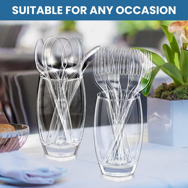 [600 Count] Clear Plastic Utensils Disposable Clear Plastic Forks and