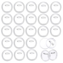 25Pcs DIY Acrylic Button Pin Badge - Clear Round Picture Photo Buttons With Pin for Crafts, School Projects, and Badges (2.3 Inch)