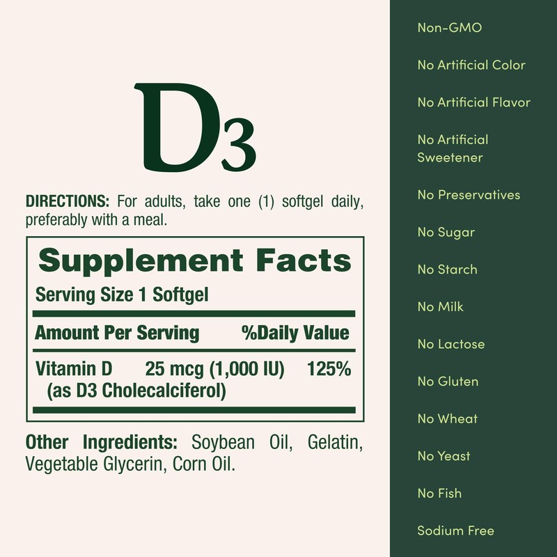 Nature's Bounty Vitamin D3 Vitamin Supplement, Supports Immune System and