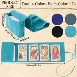 CREATCABIN Pack of 4 Velvet Tarot Card Holders Tarot Card Sleeves Tarot Carry Bag for Beginners Oracle Decks Witchcraft Supplies Dark Blue Grey Light Blue Black 12.6 x 3 x 7.5 cm