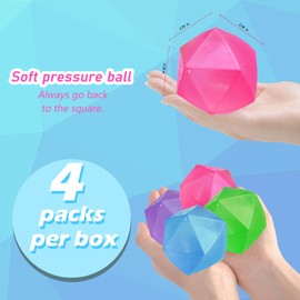 Fidget Toy Stress Cube Squishy Sensory Fidget Toys for Anxiety Stress Relief for Kids Adults Children Teens, High Density Gel Filled - Your Best Mellow and Chill (4 Pack Vibrant Diamond)