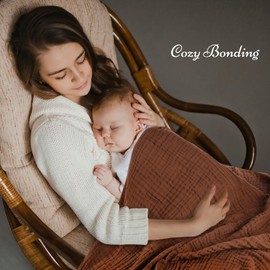 HardNok Premium 5-Piece Muslin Baby Towel Set: 43x43 Inches of Gentle Softness & Versatility, Ideal for Baby Girls & Boys' Delicate Skin – A Cozy Coffee & Soothing Blue Choice