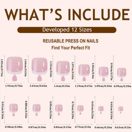 Fake Toe Nails Set - 240PCS Short Square French False Toenails Kit - French Tip Stick On Toenails - Glossy Full Cover Acrylic False Toe Nails For Women Girls Nail Art Manicure DIY Gift