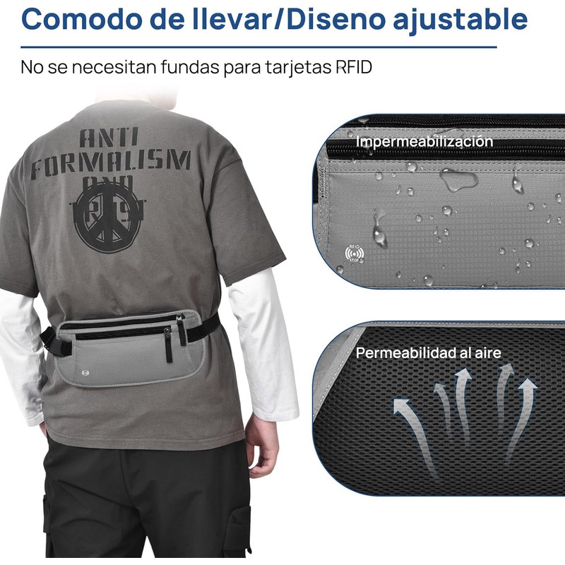 Cangurera de Viaje 2 Piezas, Cinturón de Viaje con Bloqueo