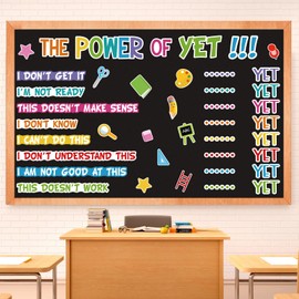 Colorful The Power of Yet Classroom Bulletin Board Decorations Positive Growth Mindset Posters Inspiration Wall Decor for Back to School Elementary Preschool Classroom Must Have