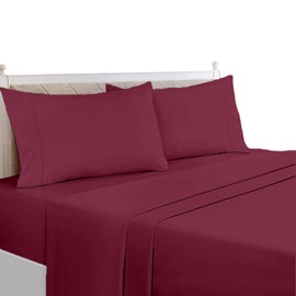 Egypto Easy Care Super King Flat Sheet – Breathable & Hypoallergic Flat Sheets – Shrinkage & Fade Resistant Flat Bed Sheet Wine