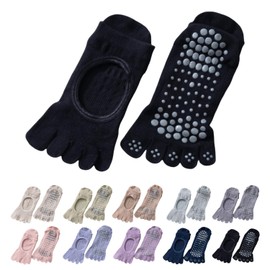 UPBEATLIFE Pilates Socks, Yoga Socks, Pilates Socks, Five Finger Socks, Women's Anti-Slip Socks, Long, Thermal, Moisture Wicking, Breathable, Quick Drying, Sweat Protection, For Pilates, Yoga, Dance