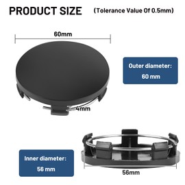 SWAWIS Set of 4 Hub Caps Wheel Hub Caps OD 60 mm ID 56 mm Hub Caps Wheel Hub Caps Black