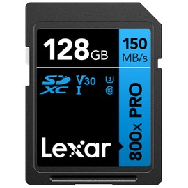 Lexar 128GB High-Performance 800x PRO SDXC UHS-I Memory Card, C10, U3, V30, 4K UHD Video, Up to 150MB/s Read, for Point-and-Shoot & Mid-Range DSLR Cameras, HD Camcorders (LSD0800P128G-BNNNU)