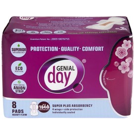 Genial Day Super Absorbent Heavy Flow Pads, 8 Count