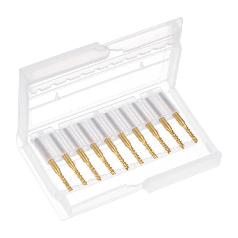 sourcing map 10Pcs 2.2mm Titanium Coat Carbide End Mill Engraving