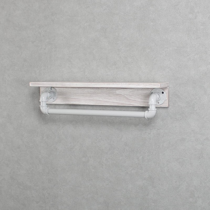 MBQQ Industrial Pipe Shelf,Rustic Wall Shelf with Towel Bar,24" Farmhouse