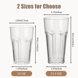 6PCS Reusable Premium Plastic Cups, 13.5 OZ Transparently Acrylic Tumbler Glasses, Unbreakable Stackable Cocktail Glasses for Kids and Adults, 420ml Drinking Cup for Dishwasher Safe Home Picnic