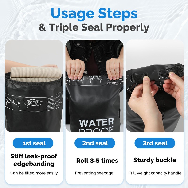 Yeabett Waterproof Dry Bag, 10L Waterproof Beach Bag with Adjustable