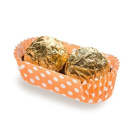 Restaurantware Panificio 1.4 Ounce Baking Cups 200 Ridged Cupcake Liners - Oven-Ready Freezable Orange Paper Muffin Cases Disposable Polka-Dotted For Wedding Parties Baby Showers