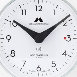 Uhren Manufaktur Schwarzwald Wireless Solar Alarm Clock, Longer Runtime, Quiet Movement, Easy Operation, Made in Germany, Colour: White