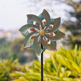 Stargarden Retro Outdoor Wind Spinners, 13.4 Inch Metal Wind Sculptures & Spinners, Kinetic Wind Spinner, Decorative Double-Side Pinwheels for Yard and Garden Decor