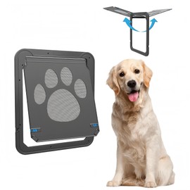 Kagoty Large Dog Door for Screen Door, Lockable Doggy Door for Sliding Door, Automatic Closing Doggie Pet Screen Door, Build in Large Cat Screen Door