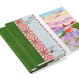 2 Pack Arrtx Square Watercolor Sketchbook, 7.28x4.13'', 140 LB, 300 GSM, 100% Cotton Paper, Cold Press, 48 Sheets, Hardcover Watercolor Journal for Use As Travel Notebook for Artists Adults Students