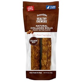 Rewardables Healthy Chewers Peanut Butter Collagen Rolls 2 Count | High Protein, Long Lasting, Collagen Rich Chews for Large Dogs