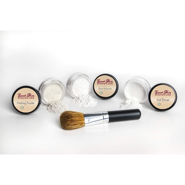 VEIL FINISHING SHINE POWDERS with FACE BRUSH Mineral Makeup Bare