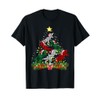 Dinosaur Santa Hat Christmas Tree Buffalo Plaid Red Green T-Shirt
