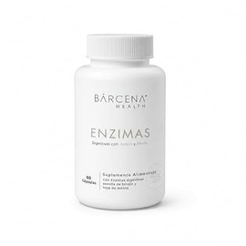 Enzimas Digestivas Bārcena Health | Fórmula Multienzimas con Hinojo y Menta | 60 Cápsulas Vegetales | Sin Azúcar | Vegano | Suplemento Alimenticio