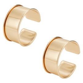 UNICRAFTALE Pack of 2 Golden Ribbed Bangle Punk Style Wide Band Open Bangle Adjustable Wrist Cuff Wrap Bracelet for Gemstone Leather Inlay Bangle Making 3.45 cm Wide, Metal