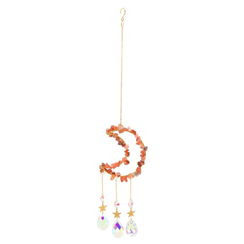 Moon Wind Chimes Bright Crystal Hanging Pendant Window Decoration for