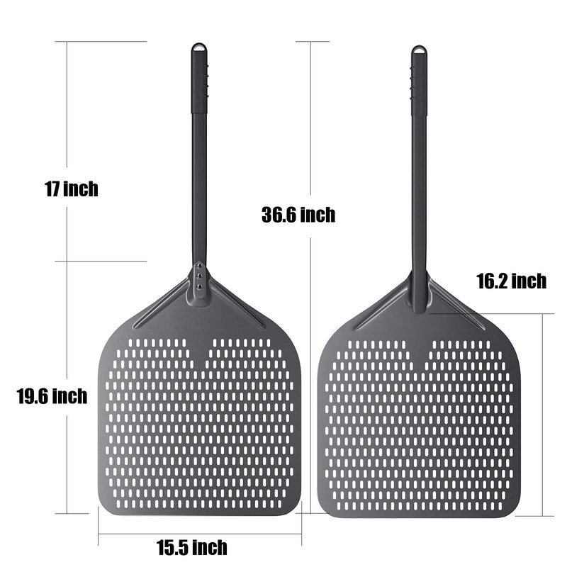 NUTUNI Perforated Pizza Peel, 16" Aluminium Pizza Paddle, Large Pizza