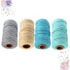 Operitacx 4 Pack Braided Cotton Rope Rolls 2mm Thick Multi