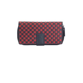 Josephine Osthoff Large Double Zip Braided Leather Women's Wallet with RFID Protection (261), Navy / Cherry, coin purse