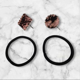 Mibella Hair Braid Ties with Appliqué, Set of 2, Black, Standard Size 23795