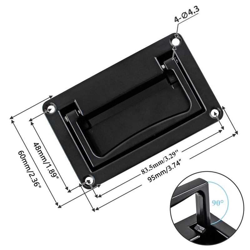 Biaungdo Concealed Recessed Pull Handle, Black Zinc Alloy Hidden Door