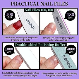 FANDAMEI Juego de herramientas para manicura y pedicura, kit de manicura, limas de uñas 100/180, bloque amortiguador de uñas, cortadores de cutículas,