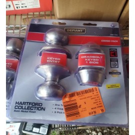 DEFIANT 300 774 Hartford Satin Nickel Knob & Deadbolt Combo Pack New Qty-1