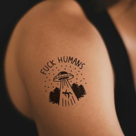 Fake Tattoo Humour - Temporalis® | Temporary Tattoos for Adults - EU Certified Cosmetics, Vegan & Waterproof - Lasts 1 to 2 Weeks [ Humans]