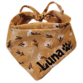 Floral Dog Bandana Summer Dog Bandana Dog Bandanas with Floral Pattern Brown Summer Dog Accessories Pet Bandanas Dog Neckwear Summer-themed Dog Accessories Dog Scarves (Brown Floral, Small)