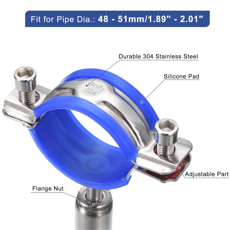 sourcing map Stainless Steel Pipe Supports Wall Mount Ceiling Mount
